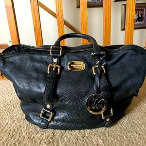 Michael Kors black leather handbag